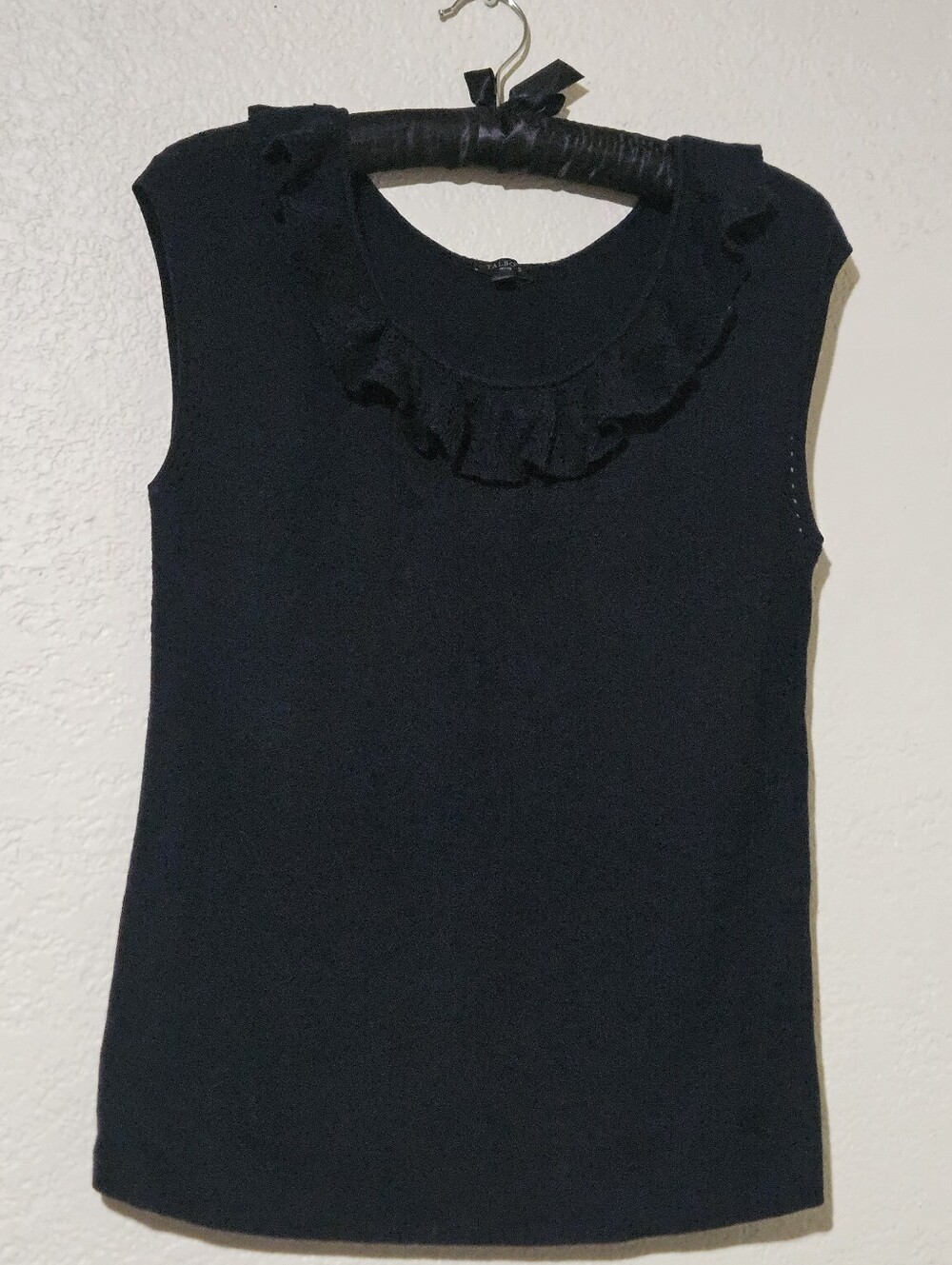 Talbots Navy Sleeveless Ruffle Sweater